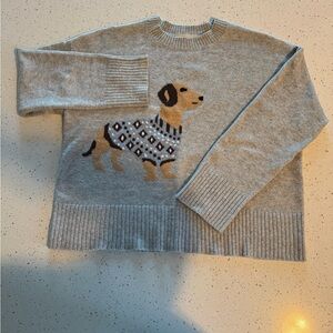 Ann Taylor Gray Sweater with Dachshund Design